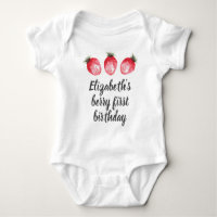 Berry 1. Geburtstag Strawberry Watercolor Baby Bod