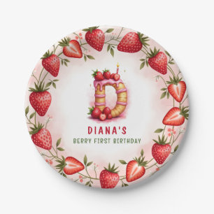 Berry 1. Geburtstagsplatte Letter D Cake Design Pappteller