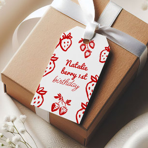 Berry 1. Hand Drawn Strawberry Girl Fun Geburtstag Geschenkanhänger