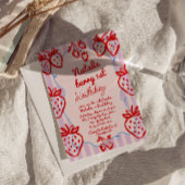 Berry 1. Handgezeichnete Erdbeere Foto Geburtstag Einladung