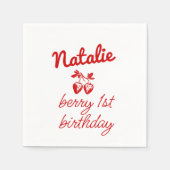 Berry 1 handgezogene Erdbeeren Retro Geburtstag Serviette (Vorderseite)
