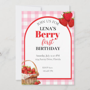Berry 1st Bday Strawberry Einladung