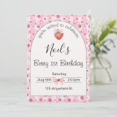 "berry 1st birthday" first birthday invitation einladung (Stehend Vorderseite)