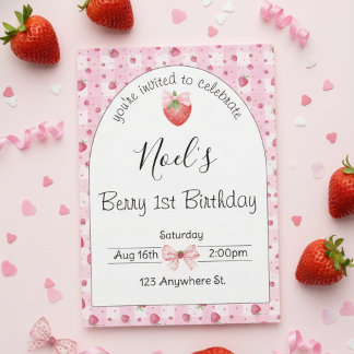 "berry 1st birthday" first birthday invitation einladung