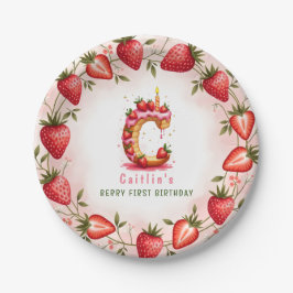 Berry 1st Birthday Plate Letter C Cake Design Pappteller