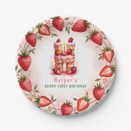 Berry 1st Birthday Plate Letter H Cake Design Pappteller