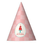 Berry 1st Birthday Strawberry Basket Checkerboard Partyhütchen (Vorderseite)