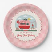 Berry 1st Birthday Strawberry Camper Schachbrett Pappteller (Vorderseite)