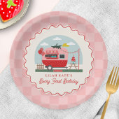 Berry 1st Birthday Strawberry Camper Schachbrett Pappteller
