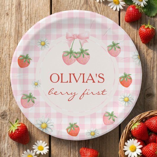Berry 1st birthday strawberry Paper Plate Pappteller