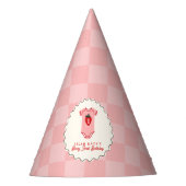 Berry 1st Birthday Strawberry Shirt Checkerboard Partyhütchen (Vorderseite)