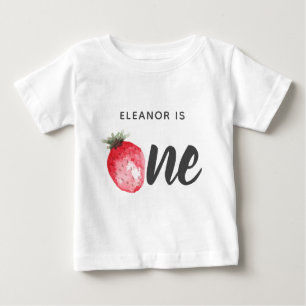 Berry 1st Birthday Strawberry Watercolor Baby T-shirt