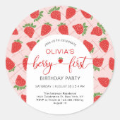 Berry 1st First Birthday Party Runder Aufkleber (Vorderseite)