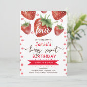 Berry 4th Birthday Watercolor Einladung (Stehend Vorderseite)