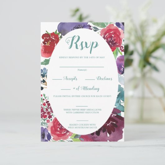 Berry Adoration RSVP Karte (Stehend Vorderseite)