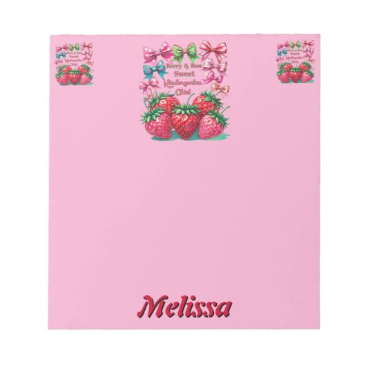 Berry and  Bow Sweet Kindergarten Chic Notizblock (Vorderseite)