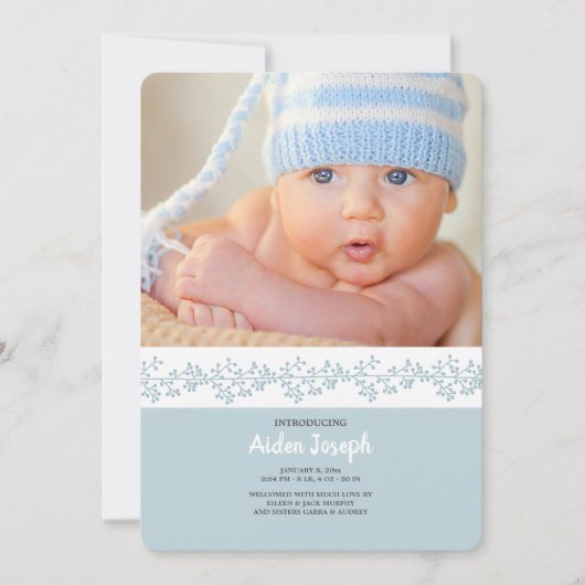 Berry Band Foto Geburtsankündigung Ankündigung (Vorderseite)