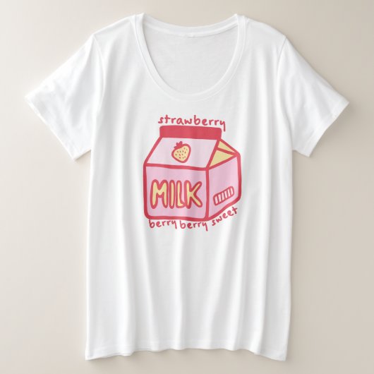 Berry Berry Sweet Strawberry Milk Große Größe T-Shirt (Design vorne)