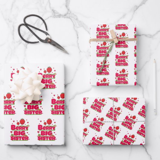 Berry Big Sister - Niedliche Erdbeerpuppe Geschenkpapier Set (Vorderseite)