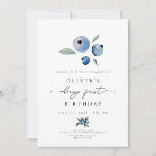 Berry Birthday Invitation, Blueberry 1. Geburtstag Einladung