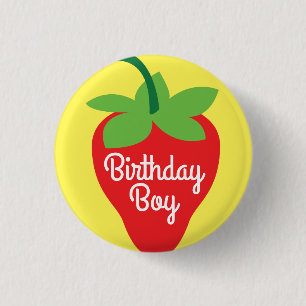 Berry Birthday Niedlich Strawberry Kid's Button