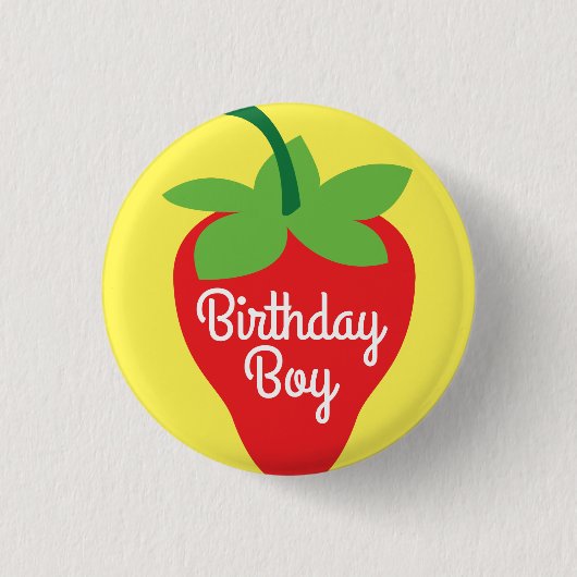 Berry Birthday Niedlich Strawberry Kid's Button (Vorderseite)