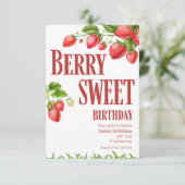Berry Birthday Strawberry Party Einladung (Stehend Vorderseite)
