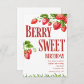 Berry Birthday Strawberry Party Einladung (Vorne/Hinten)