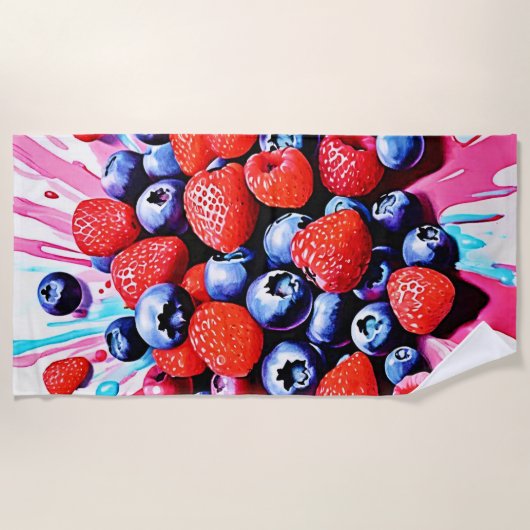 Berry Blast: Fruchtiger Spaß Strandtuch (Vorderseite)