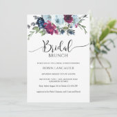 Berry, Blau, Burgund Bridal Brunch/Dusche Einladung (Stehend Vorderseite)