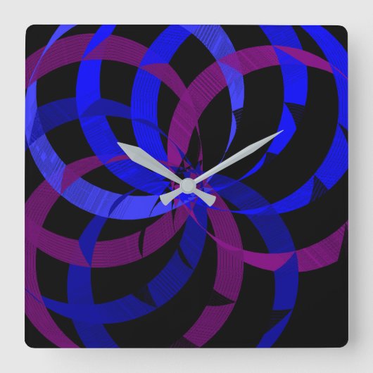 Berry Blend Geometric Wall Clock Quadratische Wanduhr (Vorderseite)