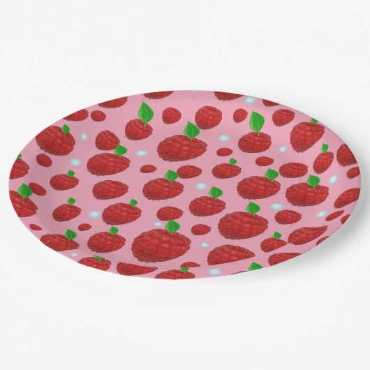 Berry Bliss Bash: Raspberrys erstes Party-Thema Pappteller (Schrägansicht)