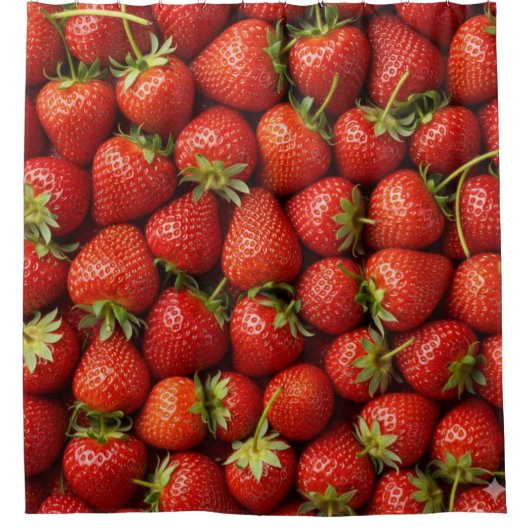 Berry Bliss: Seamless Strawberry Pattern Duschvorhang (Vorderseite)