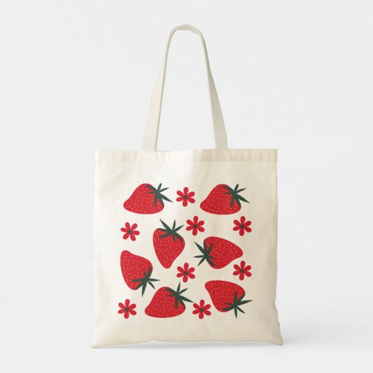 Berry Bloom – Fröhliche Erdbeere Florale Tasche (Rückseite)