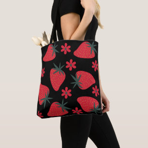 Berry Bloom – Fröhliche Erdbeere Florale Tasche