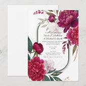 Berry Bloom Garden Floral Glam Wedding  Einladung (Vorne/Hinten)