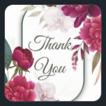 Berry Bloom Garden Floral Glam Wedding  Quadratischer Aufkleber<br><div class="desc">Matching items available.</div>