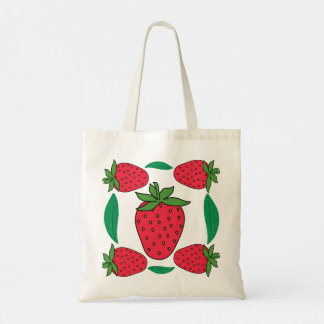 Berry Bloom – Symmetrischer Erdbeer- und Blatt-Tot Tragetasche