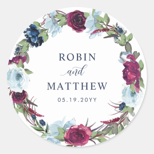 Berry, Blue Burgundy Umschlag Aufkleber / Gefallen (Vorderseite)