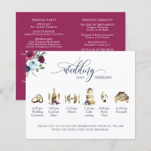 Berry Blue Burgundy Wedding Timeline und Programm