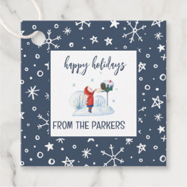 Berry Blue Snowflake Square Holiday Favor Tags Geschenkanhänger