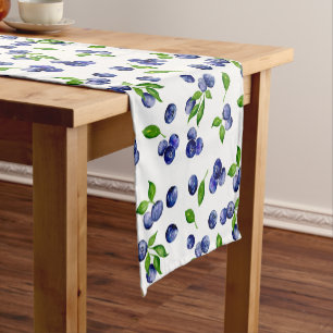 Berry Blueberry Wasserfarbe Früchte Berries Vintag Kurzer Tischläufer