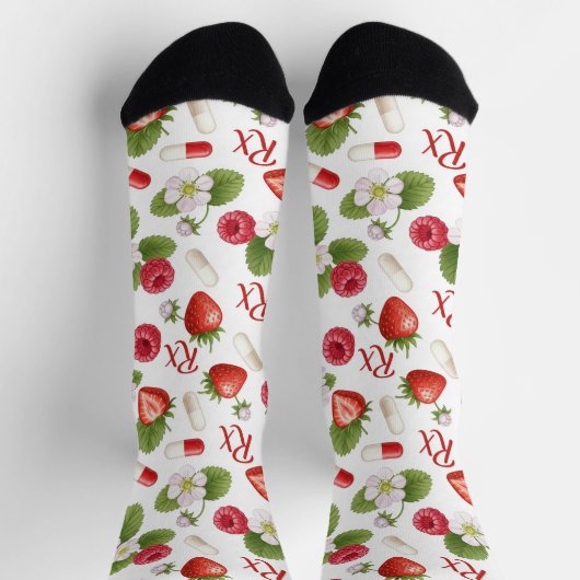 Berry, Blume & Pill Pattern Pharmacy Socken (Oben)