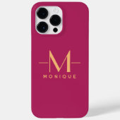 Berry Blush Custom Monogram Elegant Minimal Hot Case-Mate iPhone Hülle (Rückseite)