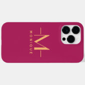 Berry Blush Custom Monogram Elegant Minimal Hot Case-Mate iPhone Hülle (Rückseite (Horizontal))