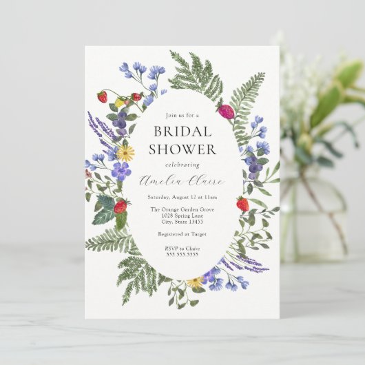 Berry Boho Wildblume Brautparty Einladung (Stehend Vorderseite)