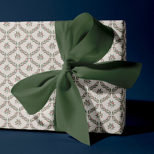 Berry Botanical Diamond Pattern Weihnachtsfeiertag Geschenkpapier