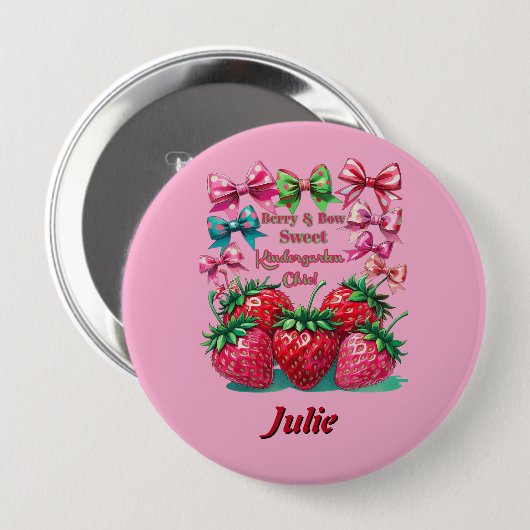 Berry Bow Süß Kindergarten Chic Button (Vorne & Hinten)