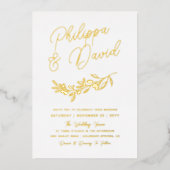 Berry Branch ernennt in Gold Foil Script Wedding Folieneinladung (Vorderseite)