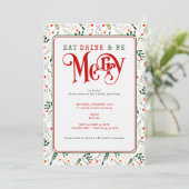 Berry Branch essen, Drink Be Frohe Weihnachts Potl Einladung (Stehend Vorderseite)